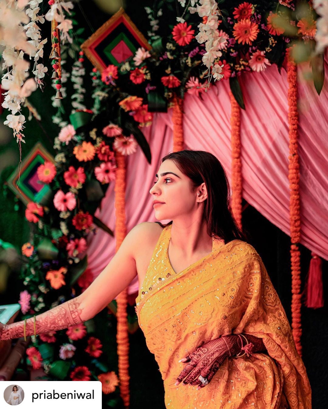 Pria Beniwal In Yellow Lakhnavi Drape Gharara